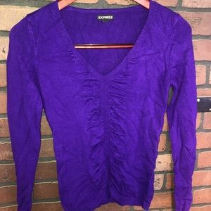 Express purple v neck long sleeve sweater cinched front size XS